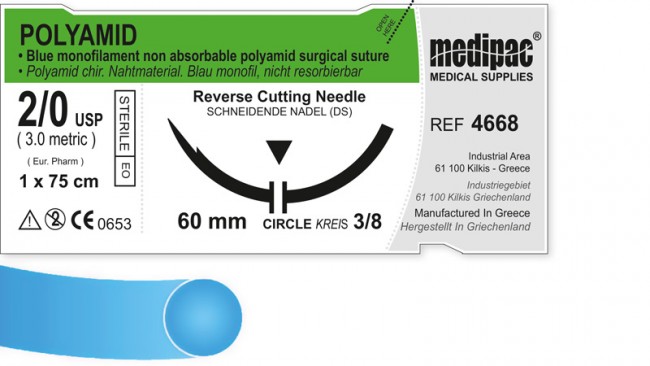 Polyamid | 4/0 | DS-19 | 3/8 | 45 cm | schneidend